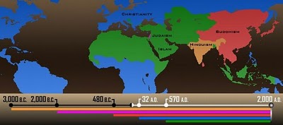 Анимационная карта распространения религий за 5000 лет