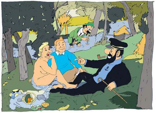 Tintin sur lherbe Lolmede